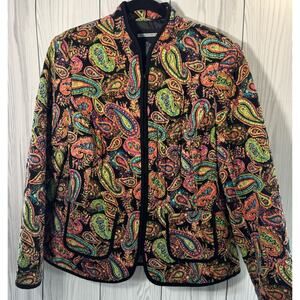 Requirements Cotton Quilted Jacket Black Paisley Size Large